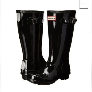 Hunter Glossy Black Kids Rain Boots